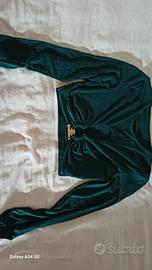 Crop top a maniche lunghe verde scuro
