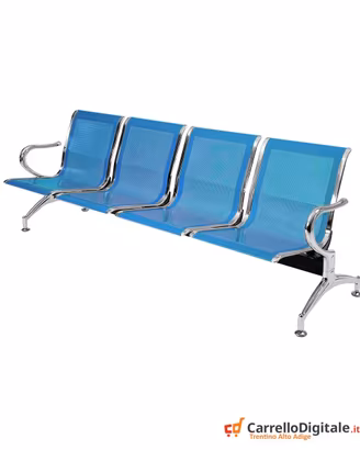 Panca per sala attesa 4 posti in acciaio BLU