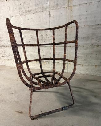 Sedia Poltrona rattan stile vintage