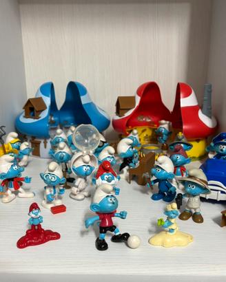 Lotto puffi vintage conpleto con casette fungo