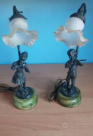 Coppia Lampade da Tavolo Vintage Sculture Musicist