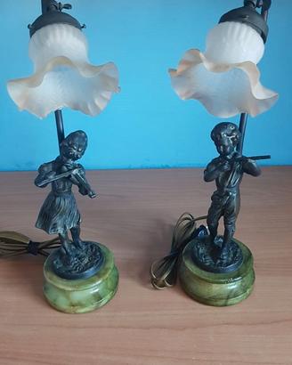 Coppia Lampade da Tavolo Vintage Sculture Musicist