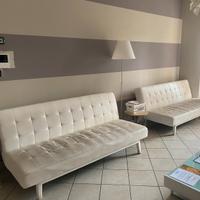 Divano letto bianco eco pelle