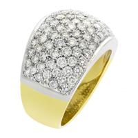 Anello fascia in oro bianco e giallo con diamanti 