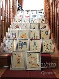 Quadretti alfabeto inglese con oggetti