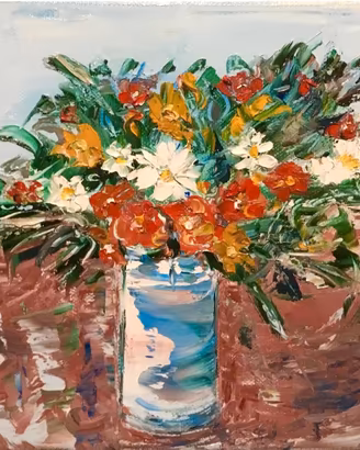 Quadretto fiori,olio su tela  alta 20. 20 cm