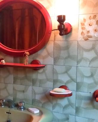 Set coordinato bagno in legno massiccio vintage 