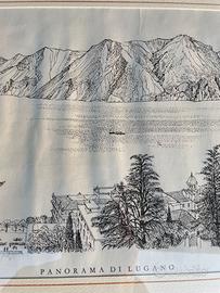 Panorama di Lugano litografia
