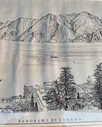 Panorama di Lugano litografia