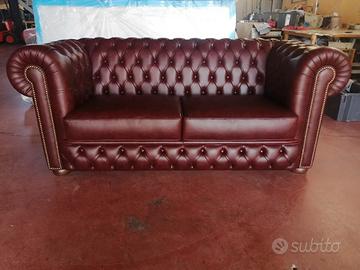Divano Letto Chesterfield 2 Posti Pelle Cuoio