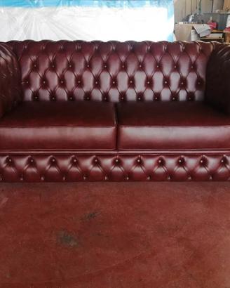 Divano Letto Chesterfield 2 Posti Pelle Cuoio