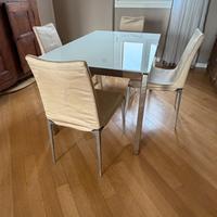 N.4 Sedie tessuto e acciaio