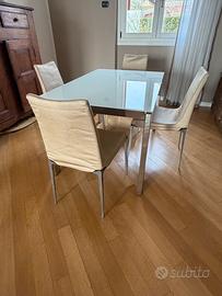 N.4 Sedie tessuto e acciaio