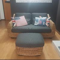 Divano in Vimini BAMBÙ DESIGN + pouf