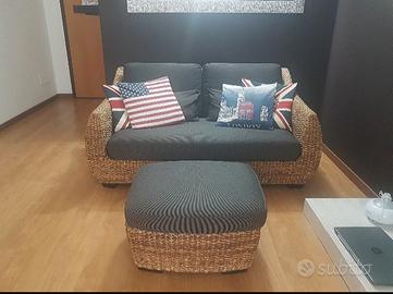 Divano in Vimini BAMBÙ DESIGN + pouf