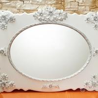 Specchio in legno foglia d'argento e strass