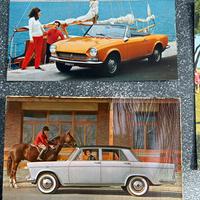 Lotto 6 cartoline fiat Dino, 124, 128, 859, 1800