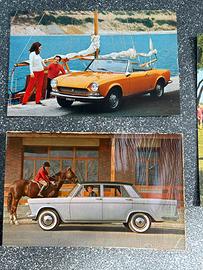 Lotto 6 cartoline fiat Dino, 124, 128, 859, 1800