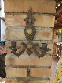 Coppia applique vintage in ottone
