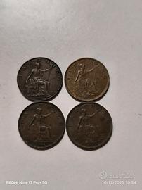 Lotto  di 4 monete britanniche Farthing 