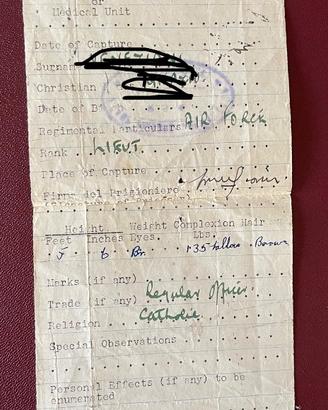Documento militare, seconda guerra mondiale POW