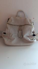 zaino capiente in finta pelle bianca donna