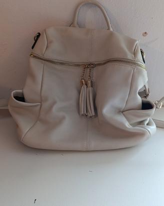 zaino capiente in finta pelle bianca donna