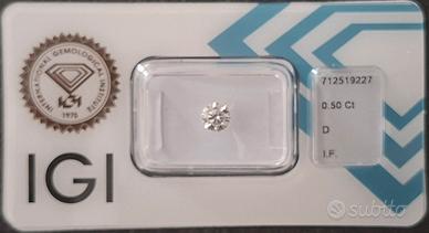 0.50 D IF 3EX N Diamante NATURALE Certificato IGI