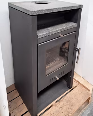 STUFA a legna con PIETRA OLLARE 5kW grigia