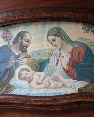 Capoletto Sacra Famiglia con cornice in legno