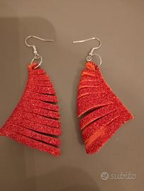 Orecchini pendenti Eva glitterati rossi