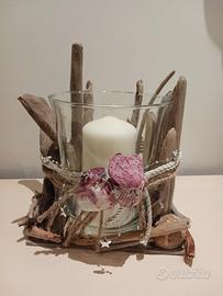 portacandele in legno