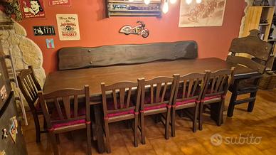 tavolo, panca, trono e sedie da taverna