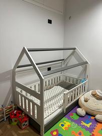 Lettino montessori casetta, capanna 80x160