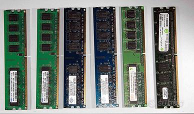 6 moduli RAM x PC fisso DDR2 667MHz DIMM 1GB cad