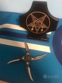 Stella ninja shuriken fantasy a 4 lame + supporto