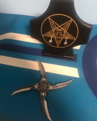 Stella ninja shuriken fantasy a 4 lame + supporto