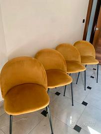 Set 4 sedie in velluto giallo senape