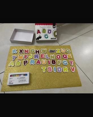 Lettere magnetiche Eurekakids 40 pezzi + gessi