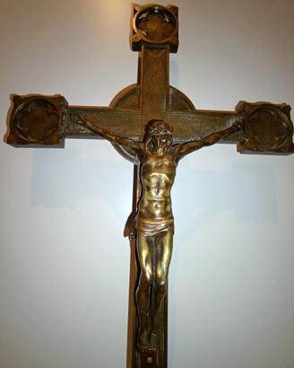 crocifisso ottone XIX sec