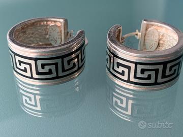 Orecchini argento 925 disegno nero