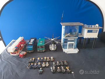 Playmobil 3 auto, elicottero e stazione polizia 