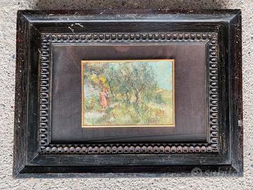 Dipinto Materico con Figure in Cornice Nera