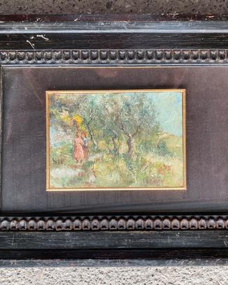 Dipinto Materico con Figure in Cornice Nera