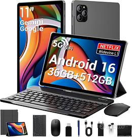 Tablet 11 Pollici Android 16 Octa-Core 2.0GHz, 36G