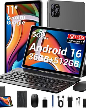 Tablet 11 Pollici Android 16 Octa-Core 2.0GHz, 36G
