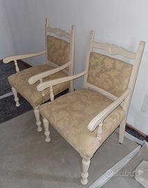 4 Poltroncine/Poltrone vintage in legno, a coppia