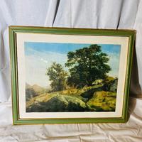 Antica cornice in legno color verde