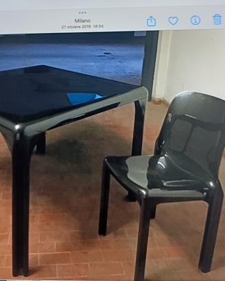 tavolo Artemide  vico magistretti nero  e 4 sedie 