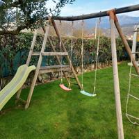 ALTALENA BIPOSTO IN LEGNO CON SCIVOLO